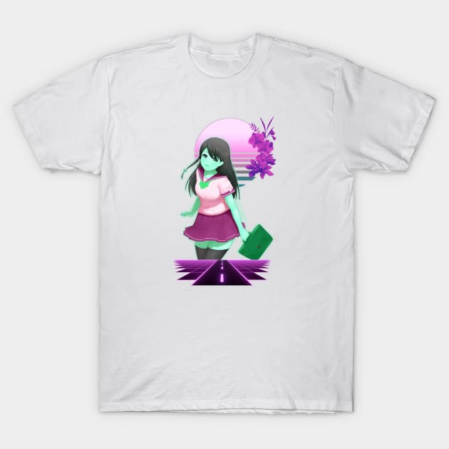 Anime School Girl Synthwave T-Shirt by Shirt Vibin